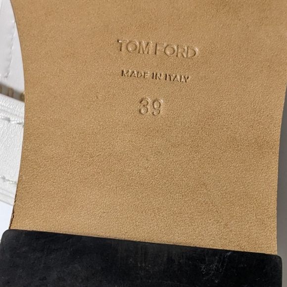 Tom Ford Leather Thong Monogram TF Sandals White Size 39 - Picture 13 of 16